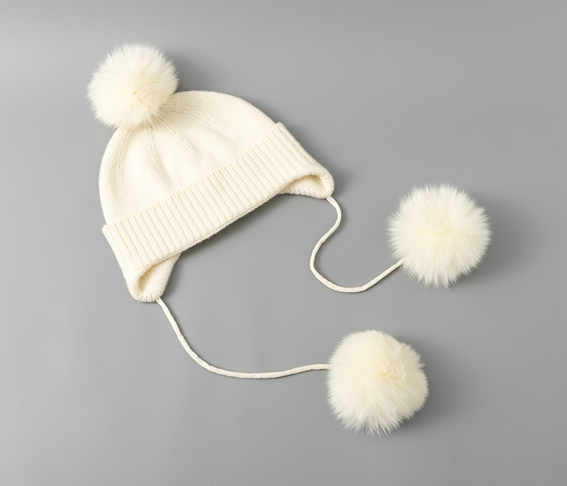 M95170 100% Wool Korean-style Ins Sweet Fluffy Ear-covering Hat Women Winter Knitted Beanies