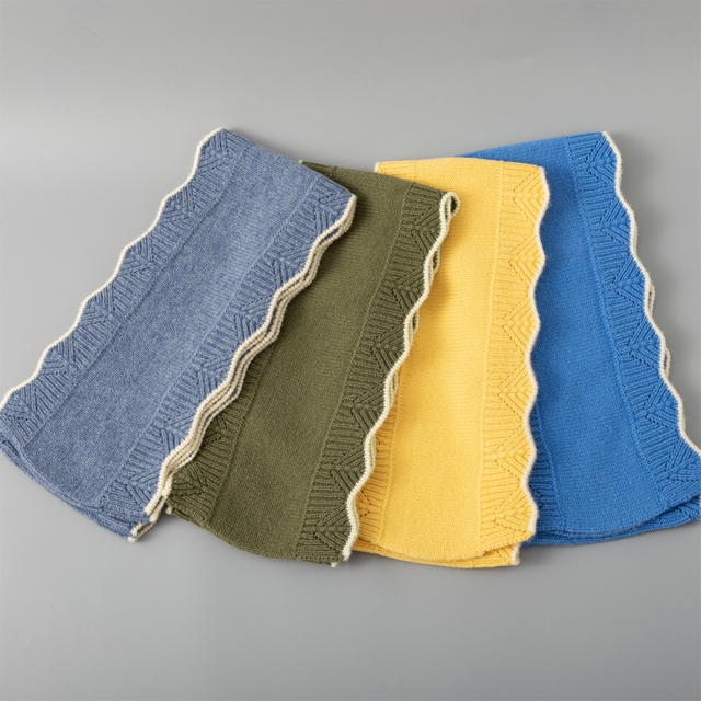 95114 Winter Soft 100% Wool Female Knitted Scarf Plain Luxury Scarf for Women