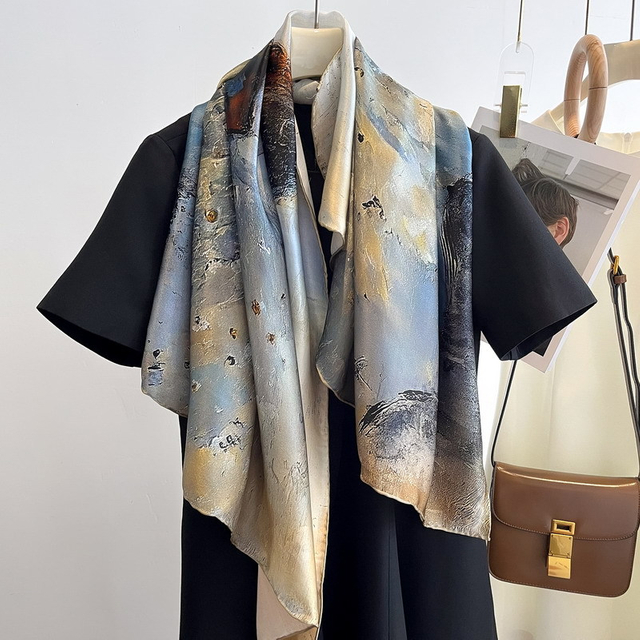 Luxury 100% Satin Silk 110*110cm Square Scarf Neckerchief for Women