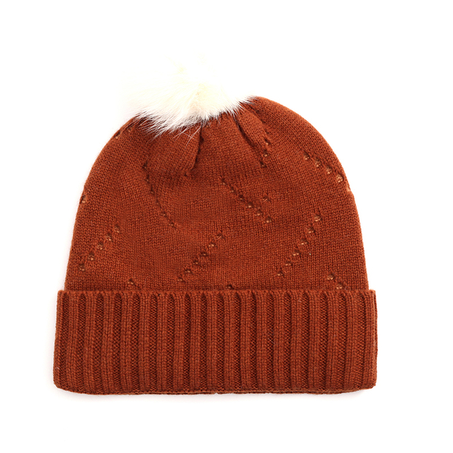 M9596 Winter Women Ladies Fur Pom Pom Hat Fashion Knitted Beanie Hat