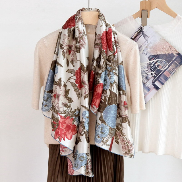 Luxury 100% Satin Silk 110*110cm Square Scarf Neckerchief for Women