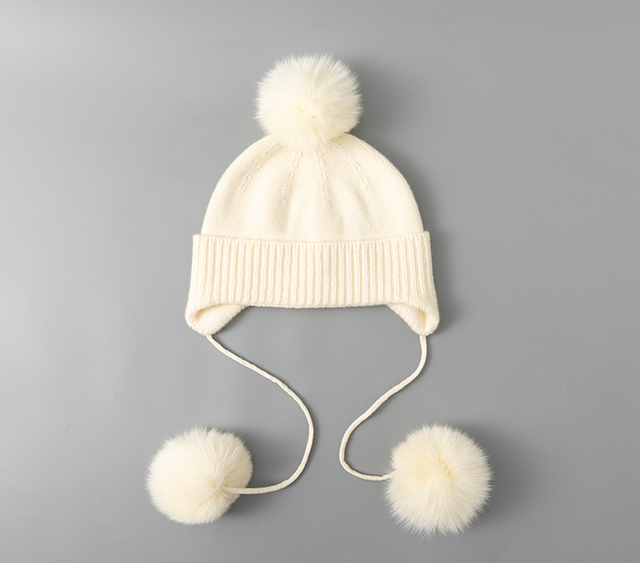 M95170 100% Wool Korean-style Ins Sweet Fluffy Ear-covering Hat Women Winter Knitted Beanies