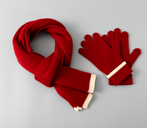95168 Winter Wool Knitted Hat Scarf Glove 2Pcs/Set Warm Scarf Set for Women