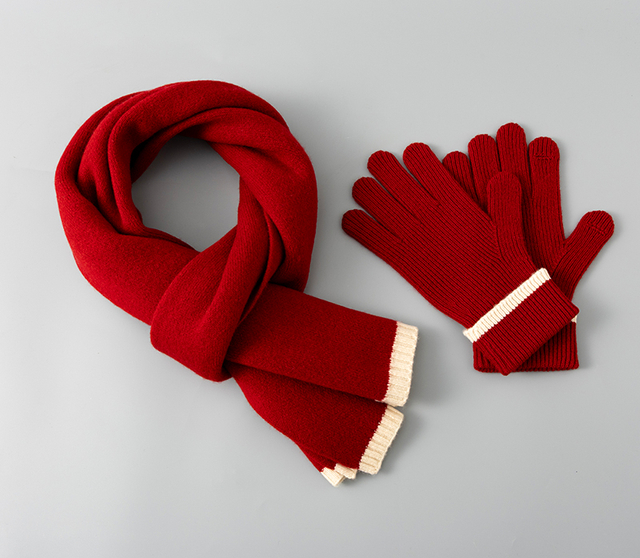 95168 Winter Wool Knitted Hat Scarf Glove 2Pcs/Set Warm Scarf Set for Women