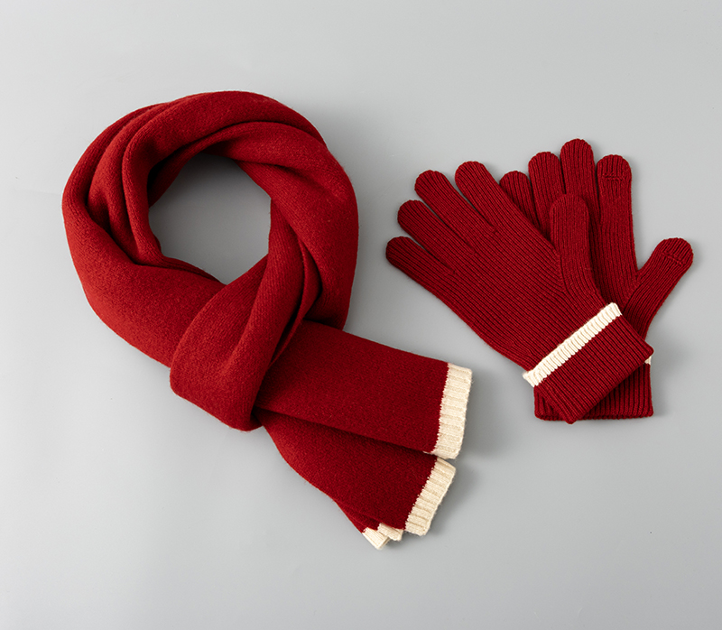 95168 Winter Wool Knitted Hat Scarf Glove 2Pcs/Set Warm Scarf Set for Women
