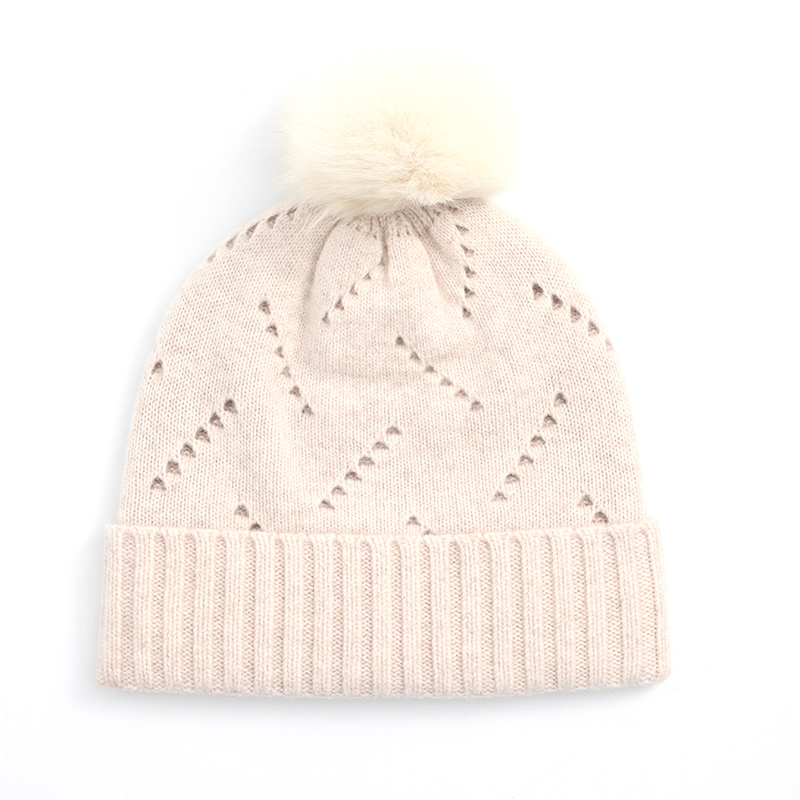 M9596 Winter Women Ladies Fur Pom Pom Hat Fashion Knitted Beanie Hat