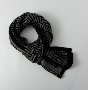 95144 Wool Long Scarf Black Classic Fashion Plaid Scarves Warm Winter Men Christmas Gift Scarf