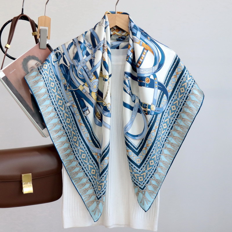 Personalized Print Large Square Silk Scarf for Women Spring and Autumn All Wear Satin Silk Shawl