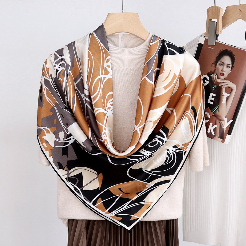 Luxury 100% Satin Silk 110*110cm Square Scarf Neckerchief for Women