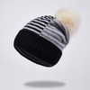 M9377 Fashion 100% Wool Casual Striped Fall And Winter Warm with Pom Pom Cold Hat Beanie