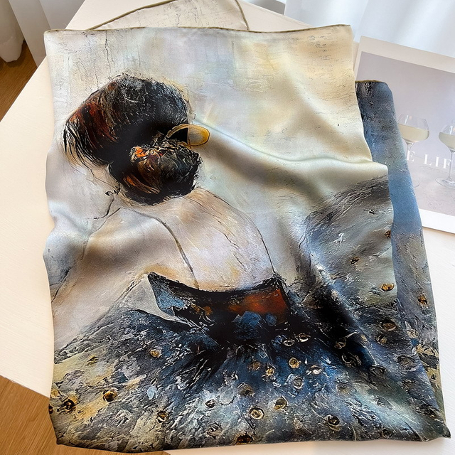 Manufacture Woman Personalized Square Silk Satin Scarf Accept Custom Printing