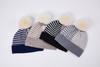 M9377 Fashion 100% Wool Casual Striped Fall And Winter Warm with Pom Pom Cold Hat Beanie