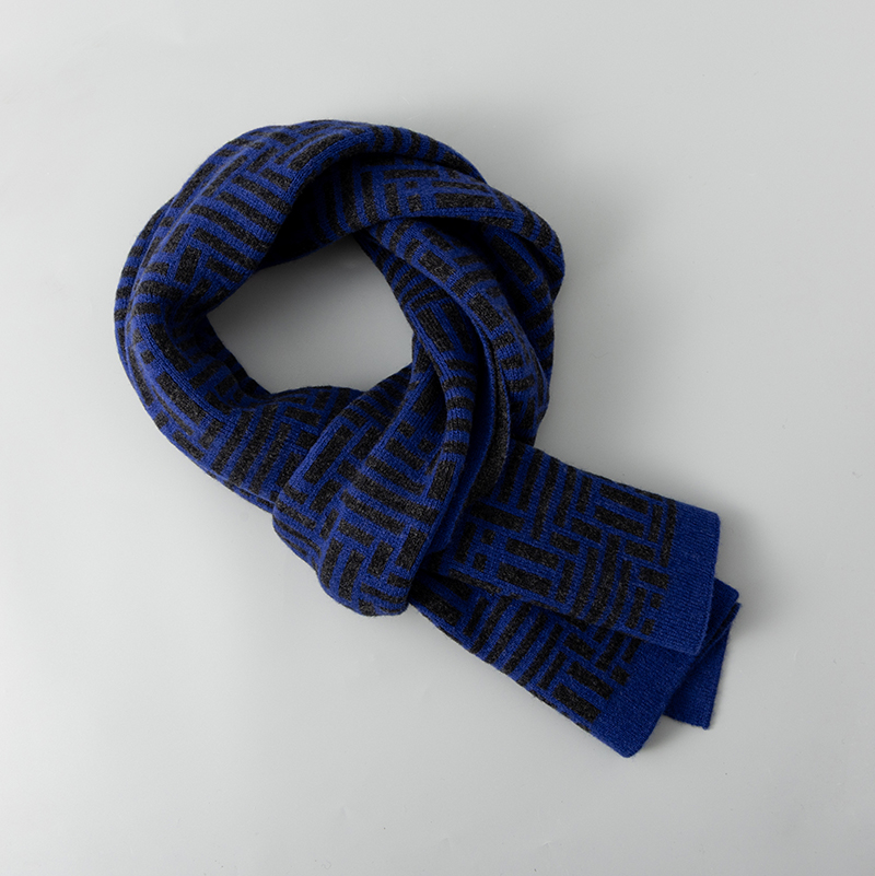 95144 Wool Long Scarf Black Classic Fashion Plaid Scarves Warm Winter Men Christmas Gift Scarf