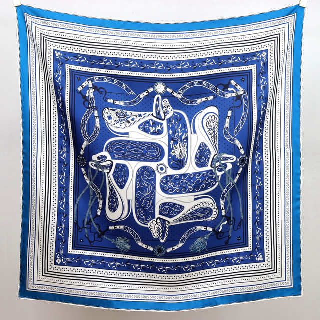 Personalized Print Large Square Silk Scarf for Women Spring and Autumn All Wear Satin Silk Shawl